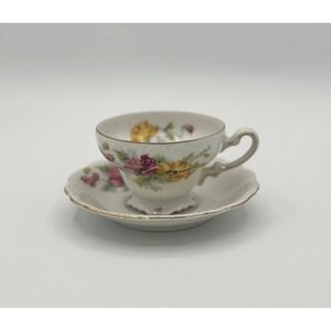 Vintage Meiko China Tea Cup And Saucer Floral Japan